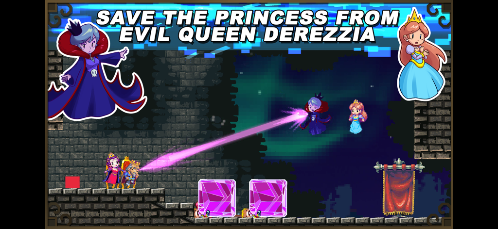 Adventures of Pip - Queen DeRezzia attacking the royal family in an Adventures of Pip gameplay scene