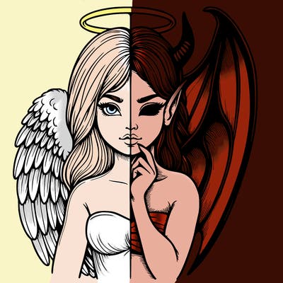 realistic angel half demon