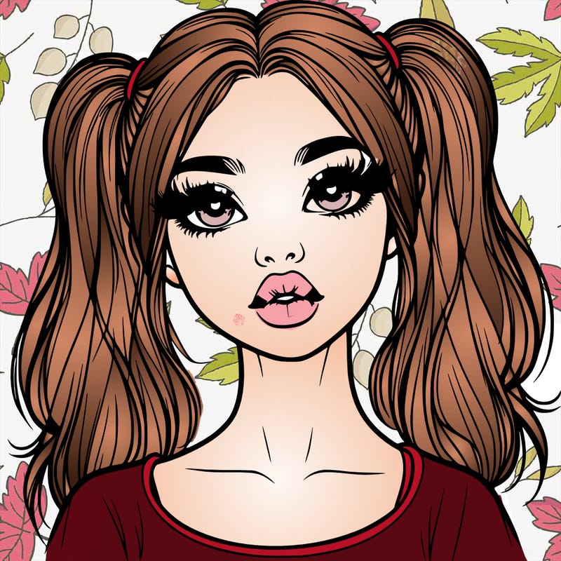 realistic girl with ponytails and lips