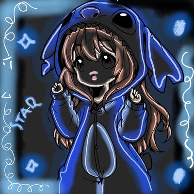 anime girl in a stitch onsie