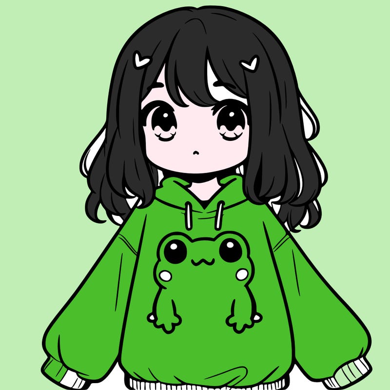 girl wearing frogging sweatshirt