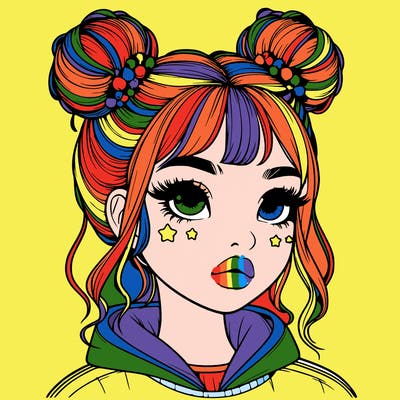 realistic girl with space buns