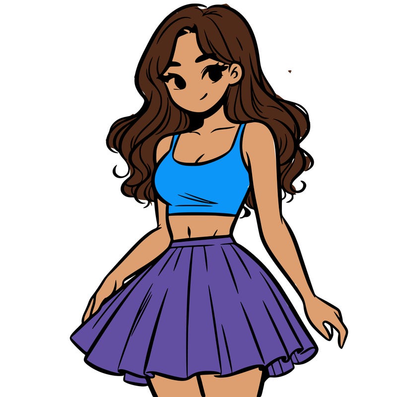 woman in a skirt and crop top