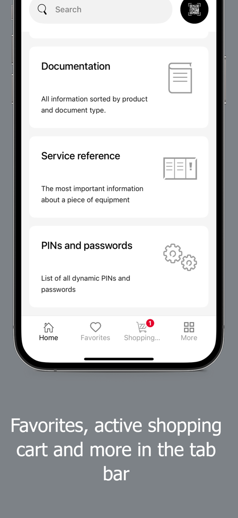 TechAssistant 2.0 - TechAssistant 2.0 app home screen showing documentation service reference and navigation tab bar