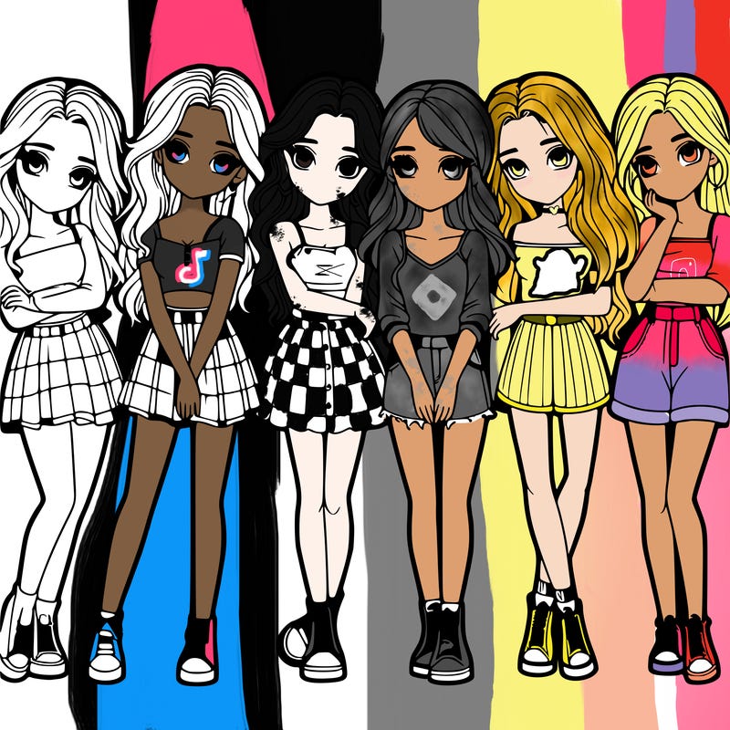 a group of girls realistic