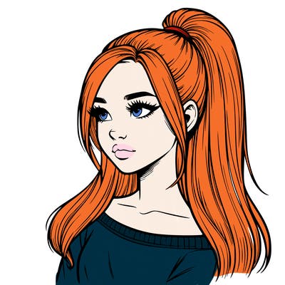 realistic girl with a high ponytail