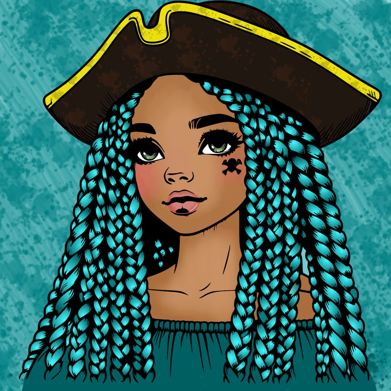 realistic girl with box braids and i realistic pirate hat