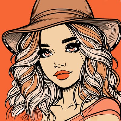 realistic girl with hat