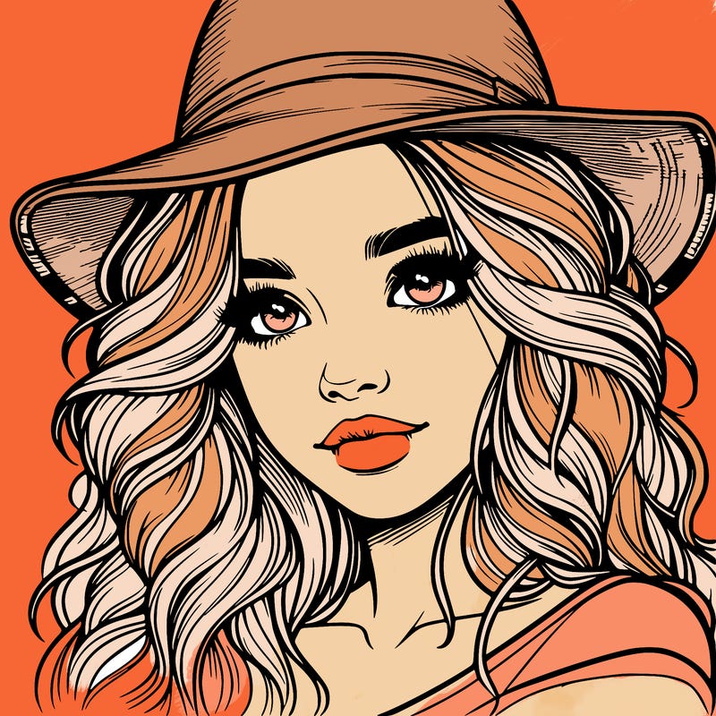 realistic girl with hat