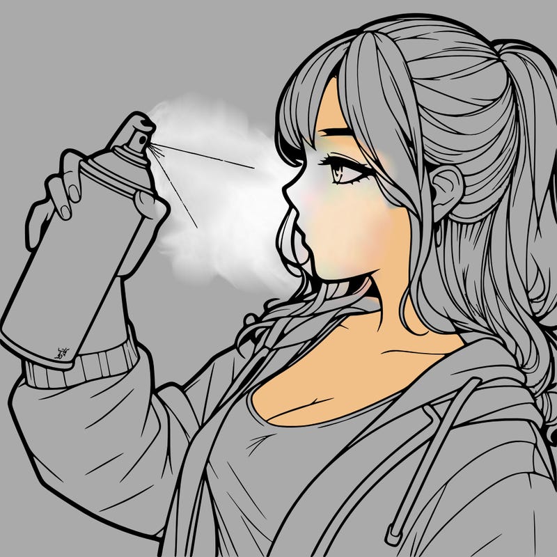 a realistic girl spray, painting