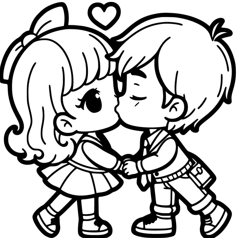 girl and boy kissing