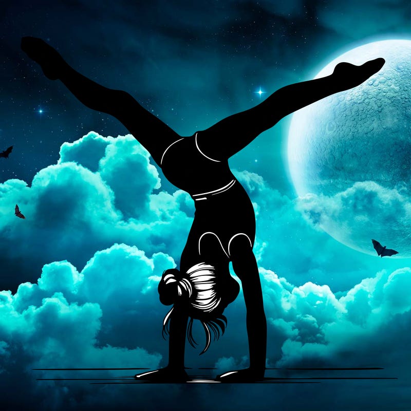 realistic gymnastic hand stand girl in four splits