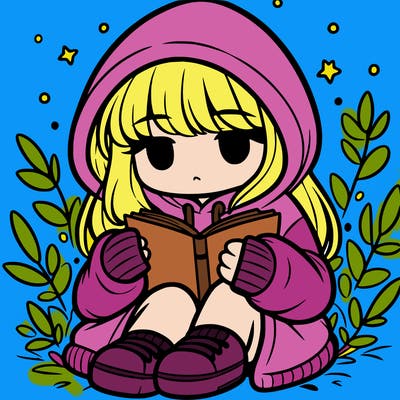 girl in oversized hoodie reading a book