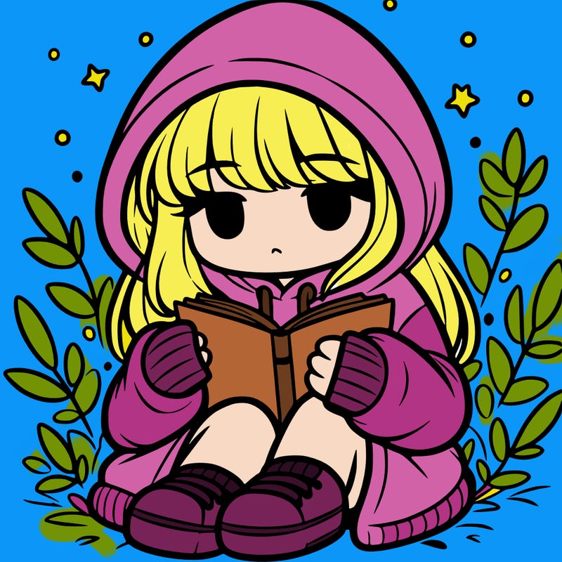 girl in oversized hoodie reading a book