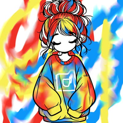 girl with baggy sweatshirt and messy bun