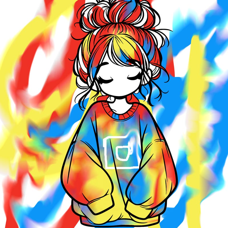 girl with baggy sweatshirt and messy bun