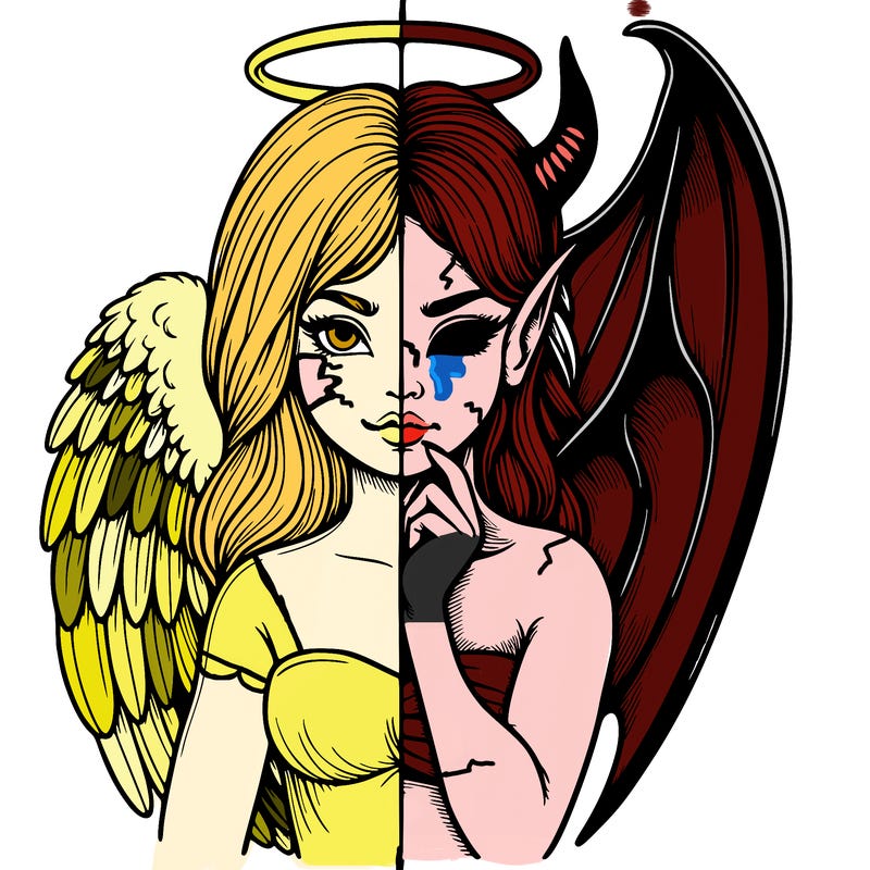 realistic angel half demon