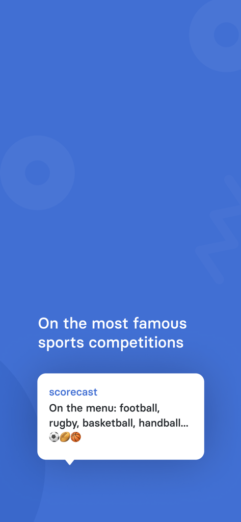 Scorecast | Sport Forecasting - Scorecast app screen showing various sports competitions like football rugby and basketball