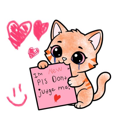 a small cat with a blank sheet of paper in its hand. the cat is sooooooo cute!