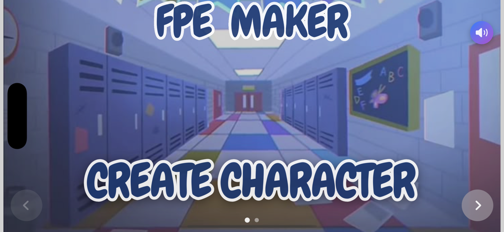 FPE OC maker - fpe game - FPE OC Maker start screen showing a school hallway background and a create character button