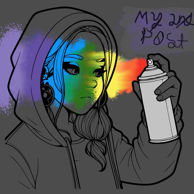 a realistic girl, spray painting