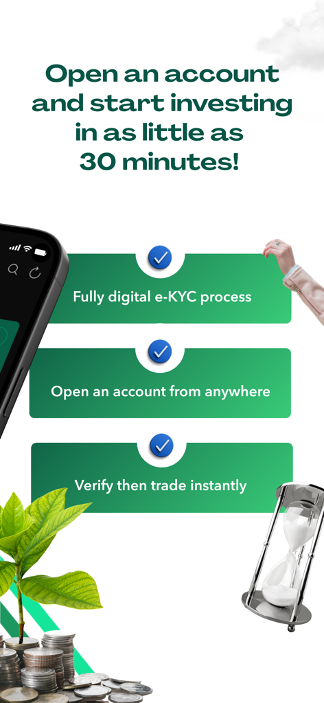 DragonFi – Stocks & Funds - Promozione dell'app DragonFi che evidenzia la creazione di un account digitale in 30 minuti con e-KYC e trading istantaneo