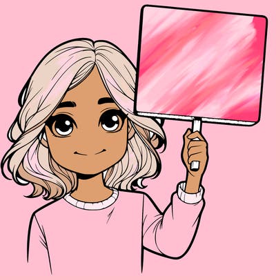 realistic girl holding up a sign