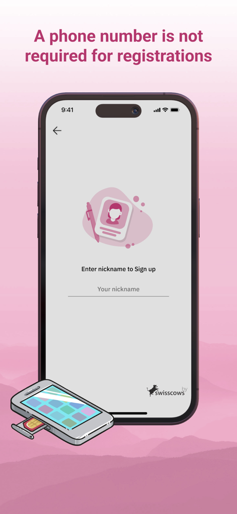TeleGuard - Pantalla de registro de TeleGuard que muestra que no se requiere número de teléfono para registrarse
