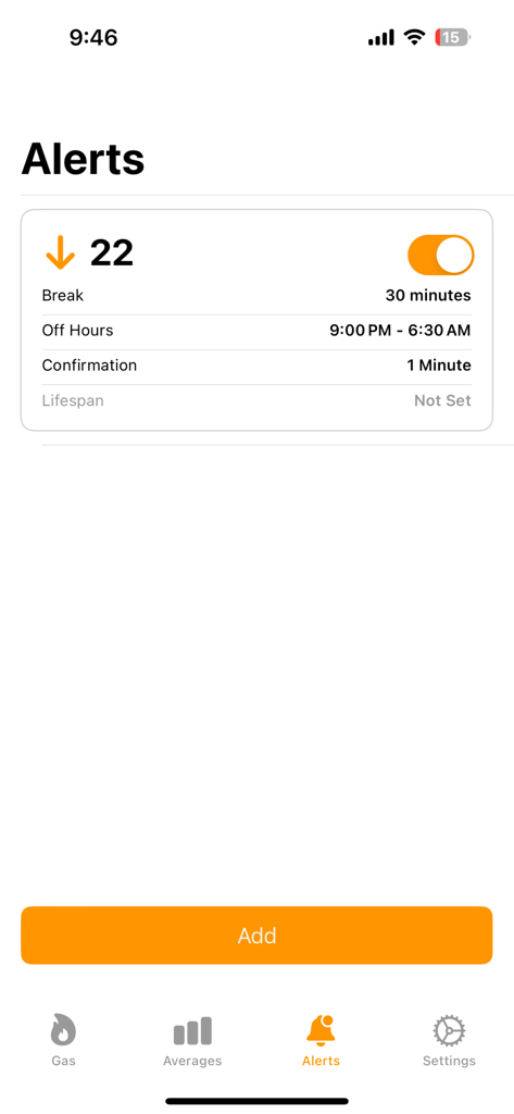 Custom alert settings for Ethereum gas fees in the GAS ALERT app