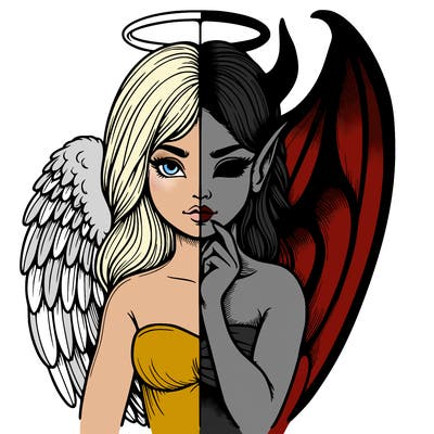 realistic angel half demon