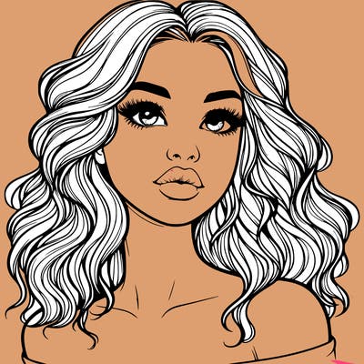 realistic girl with wavy hair and lips