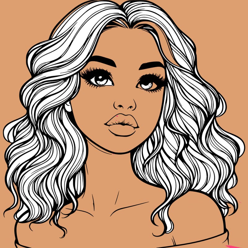 realistic girl with wavy hair and lips