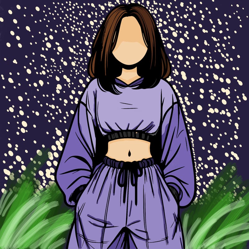 realistic girl faceless with baggy pants and a crop top