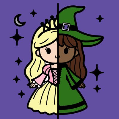 split princess and witch