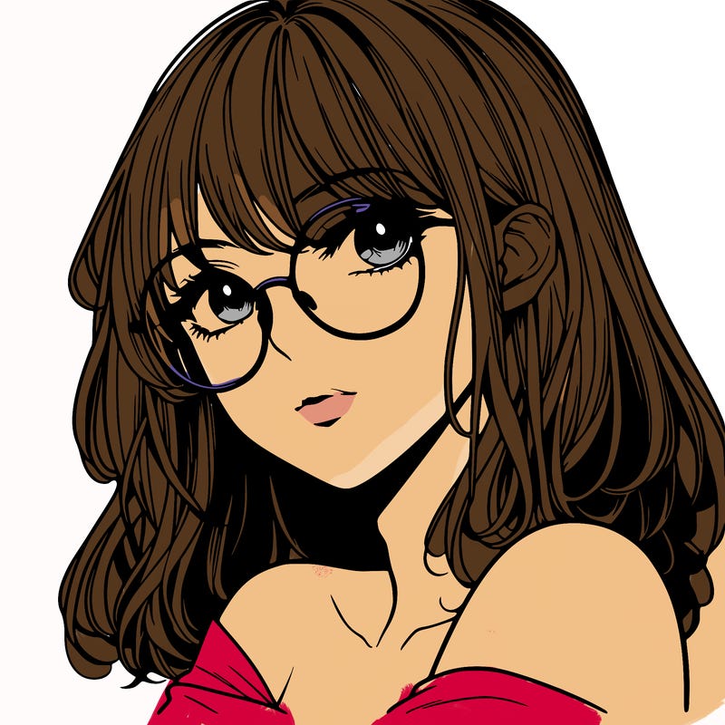 manga woman character with glasses and nice lips