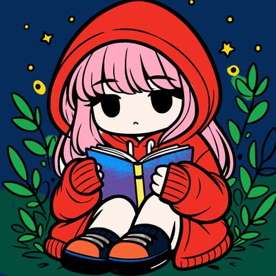 girl in oversized hoodie reading a book