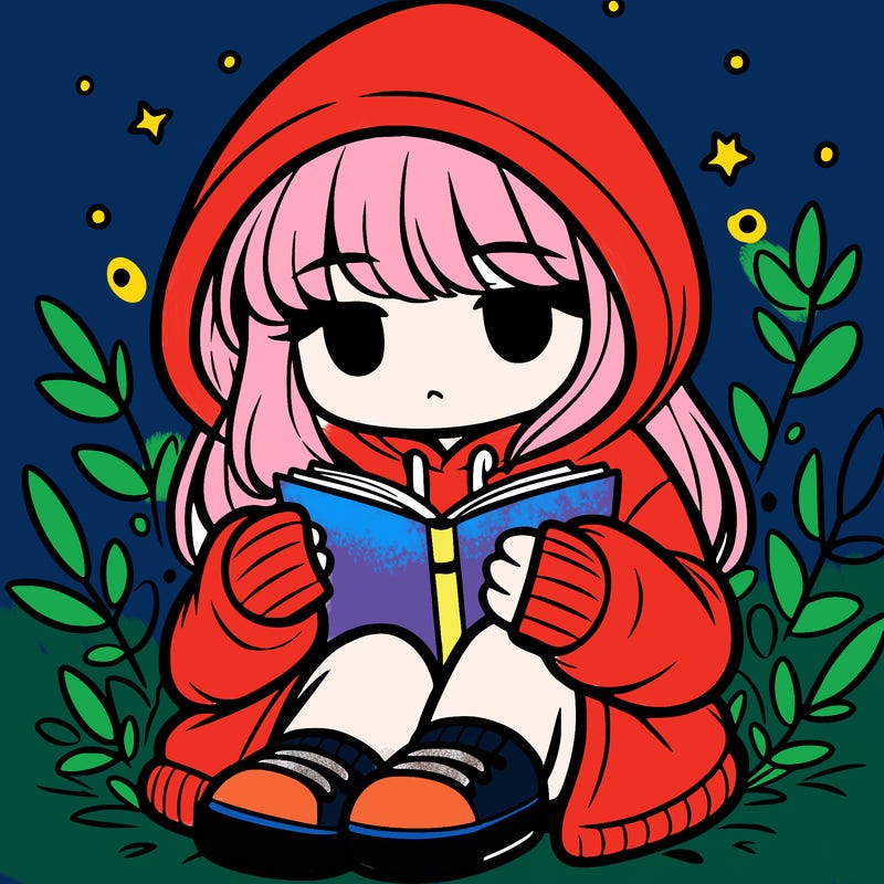 girl in oversized hoodie reading a book