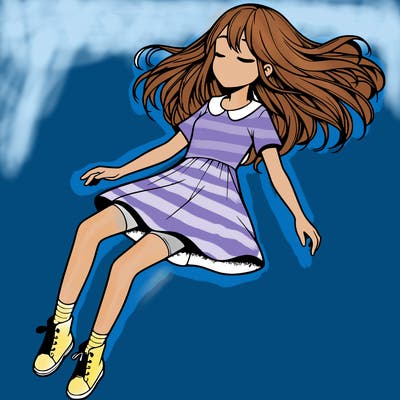 realistic girl floating