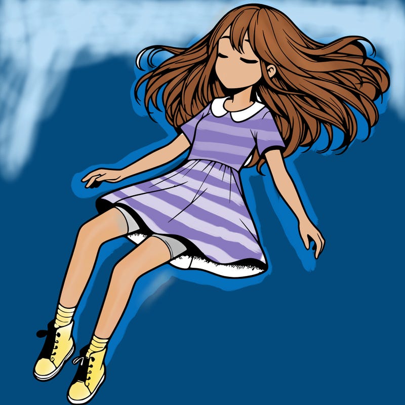 realistic girl floating