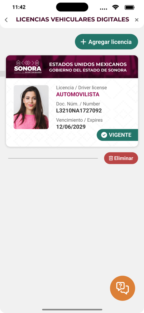 Sonora Digital - A digital driver license interface within the Sonora Digital app showing a valid motorist permit