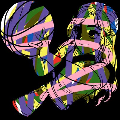 realistic girl playing basketball