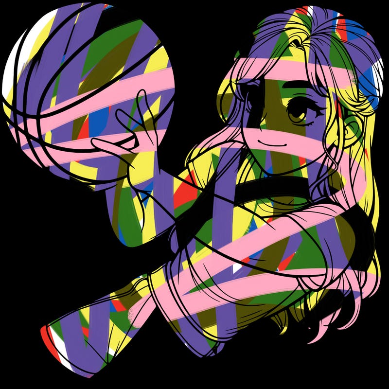 realistic girl playing basketball