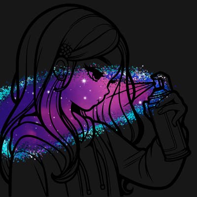 a realistic girl spray painting