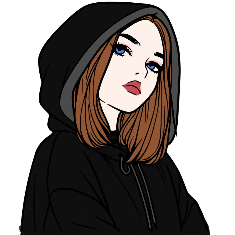 a realistic girl in a hoodie