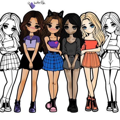 a group of girls realistic