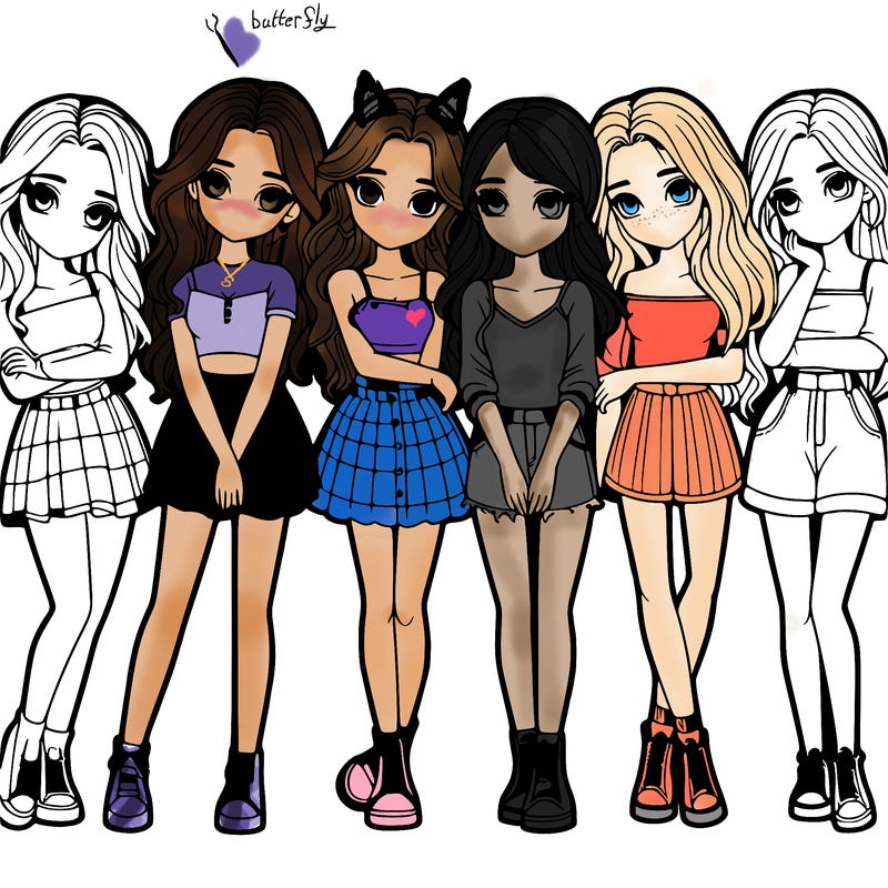 a group of girls realistic