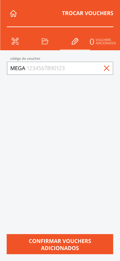 Manual voucher code entry screen in the Bertrand 1732 app for Portuguese school books