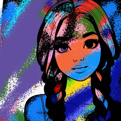 realistic girl with braids