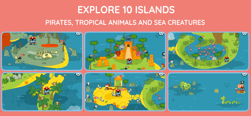 Pango Pirate: Adventure Game - Pango Pirate Adventure Gameの様々な島の環境とキャラクター