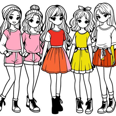 a group of five girls